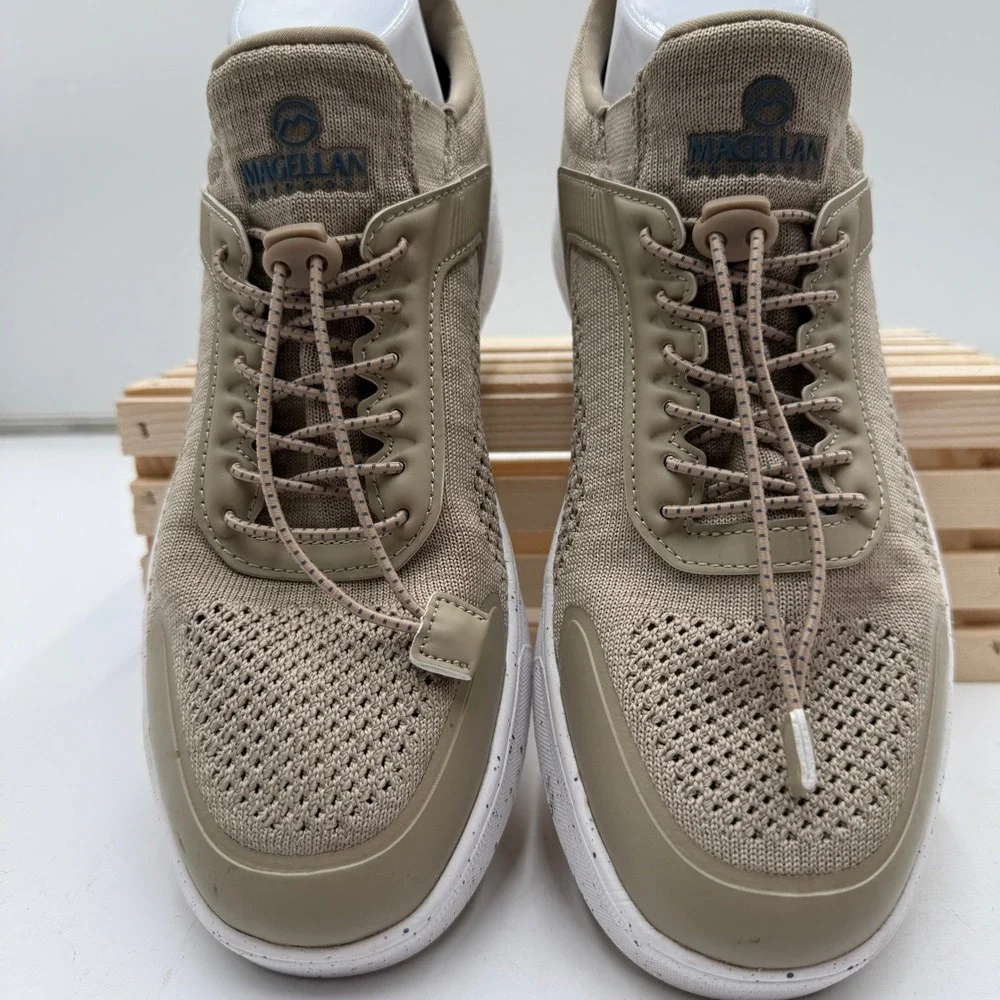 Magellan Tidewater II Mens 8D Tan Mesh Boat‎ Shoes Bungee Lace Outdoor Comfort